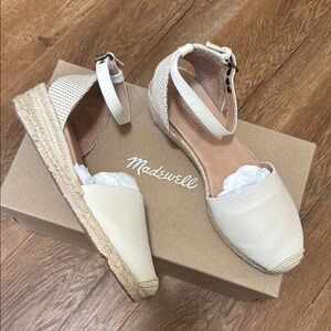 Madewell Cream Espadrille Shoes with Ankle Strap